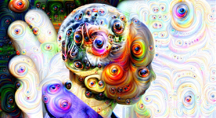 AI hallucination, image generated by google deep dream